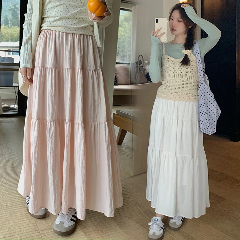 

Summer Sweet Patchwork Cake Skirts for Maternity Elastic Waist Belly A Line Long Skirts for Pregnant Women 24SS Youth Pregnancy