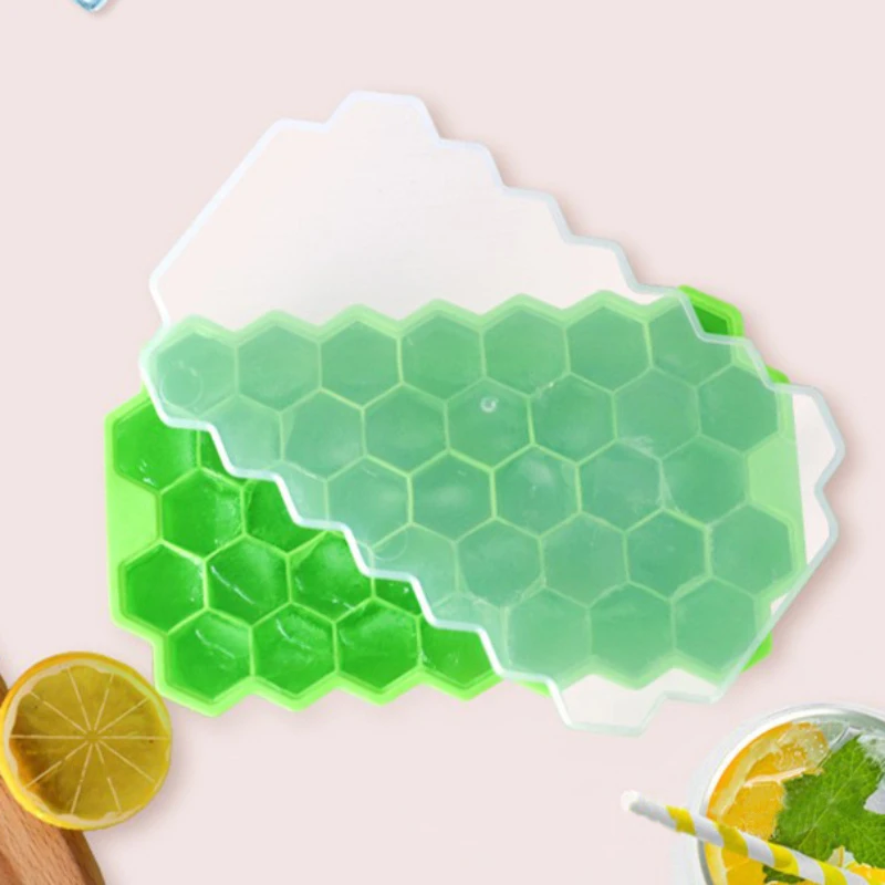 

Reusable BPA Free Silicone Ice Mold with Removable Lids, 37 Grids Ice Cube Tray, Creative Honeycomb Ice Mould for Home Use