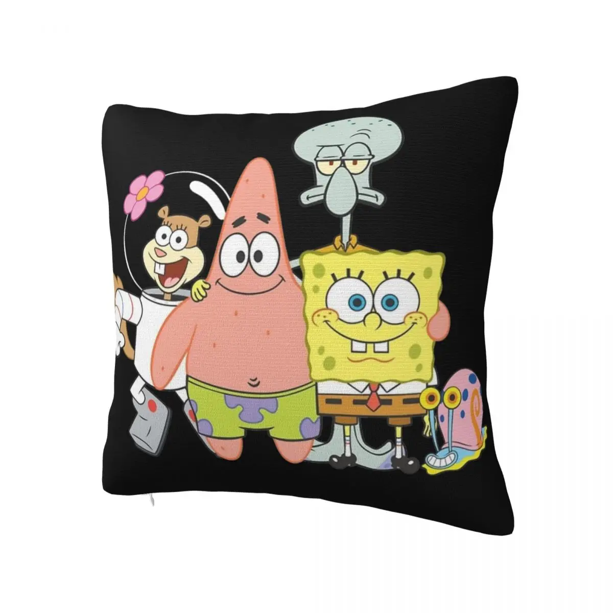 SpongeBobed Happy Group Shot Pillowcase Printing Polyester Cushion Cover Decor Throw Pillow Case Cover Bed Zipper 40*40cm