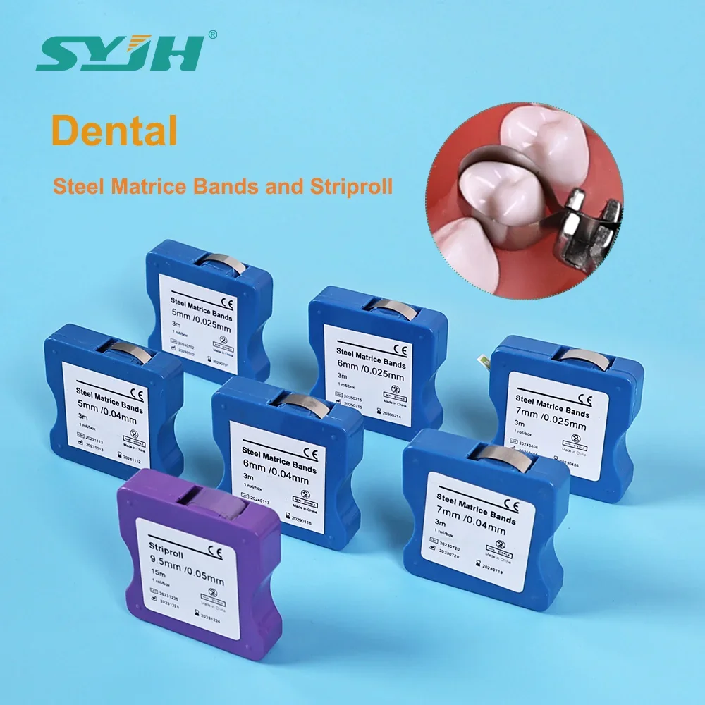 Dental Matrix Strip 5mm/6mm/7mm/9.5mm Width Dental Stainless Steel/Resin Film Restoration Light Cured Resin Clear Matrix Bands