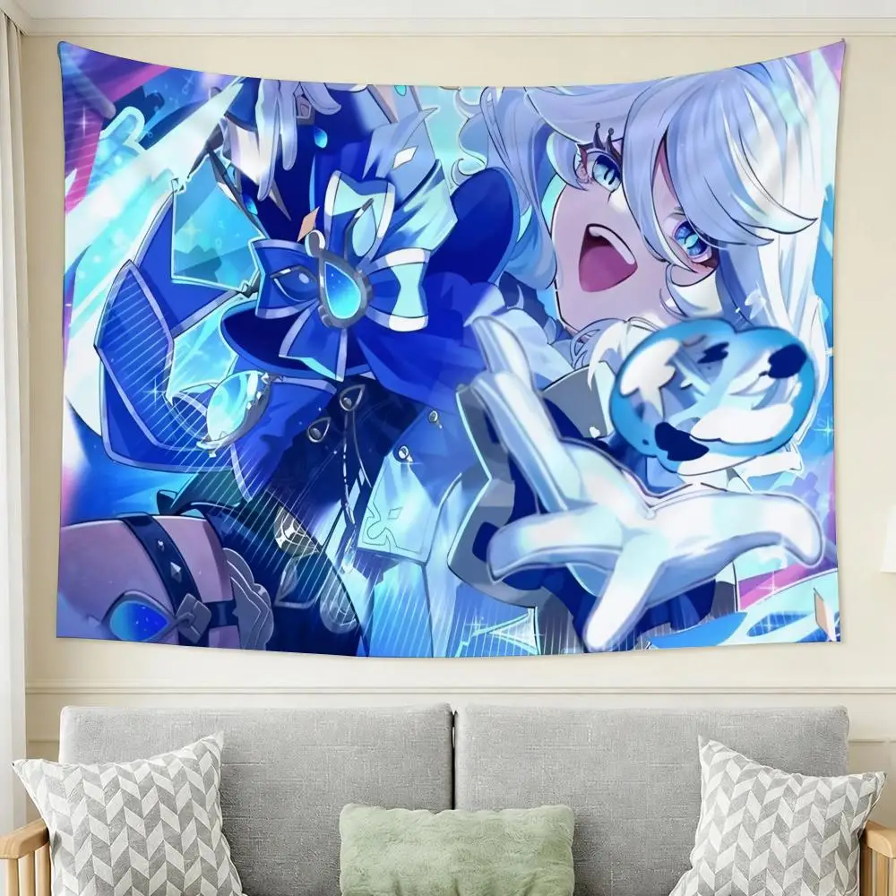 G-Genshin Impact Furina			 Tapestry Wall Hanging Tapestry Aesthetic Room Decor Banners for Bedroom Living Room Outdoor Party