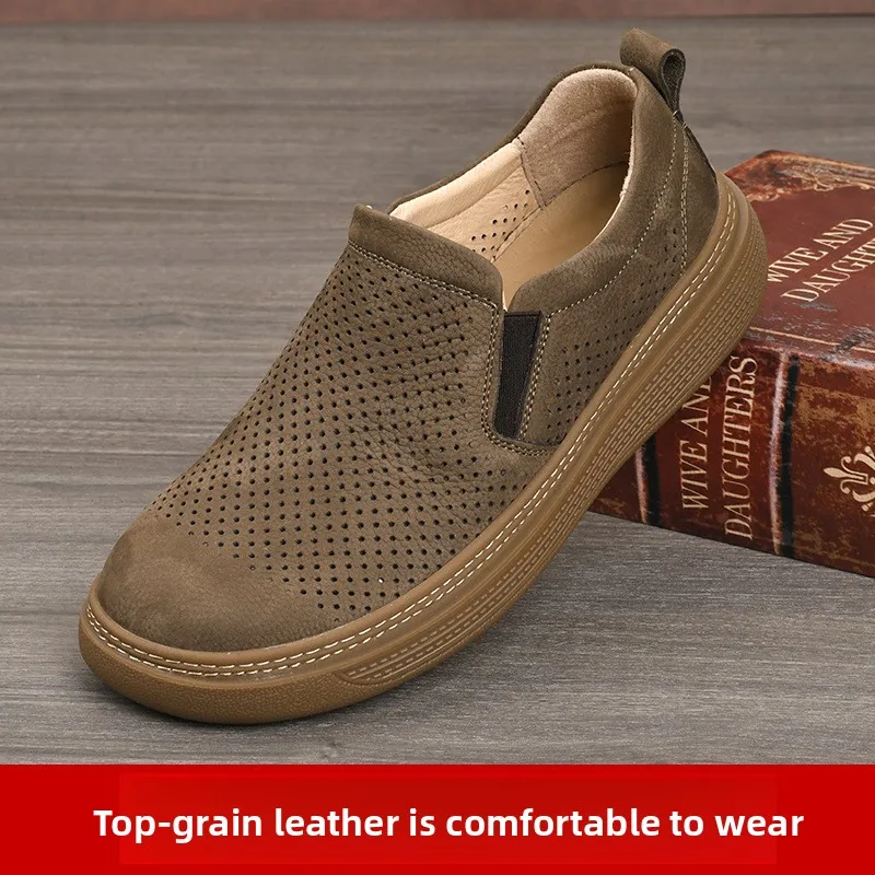 

2026 New Loafers Men High Quality Cowhide Leather Shoes Casual Hollow Trend Men's Shoes Luxury Designer Shoes Zapatos Casuales