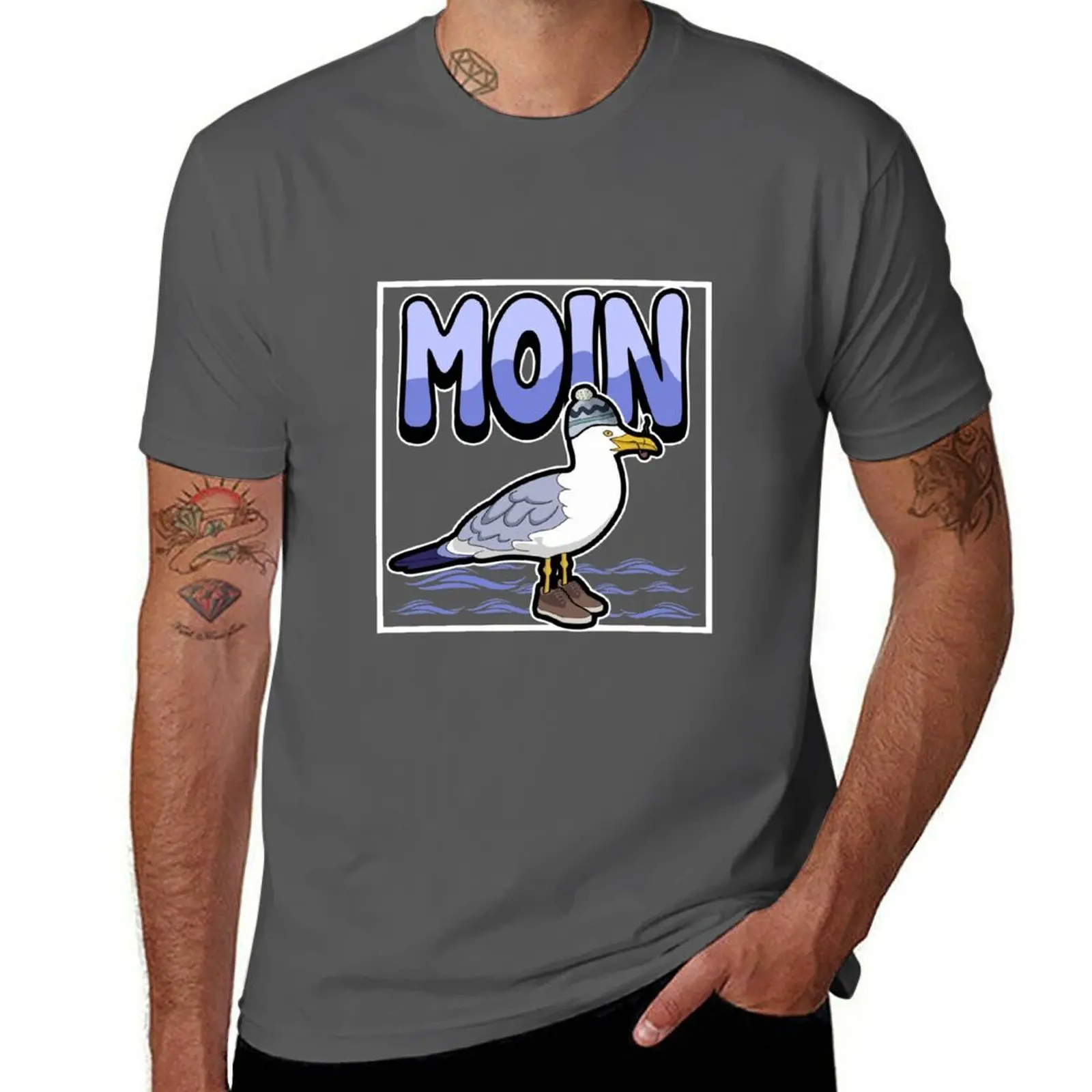 

Moin Digga Saying Seagull Bird Lake Sea Sailing T-Shirt man t shirts graphic t shirt man luxury T-Shirt