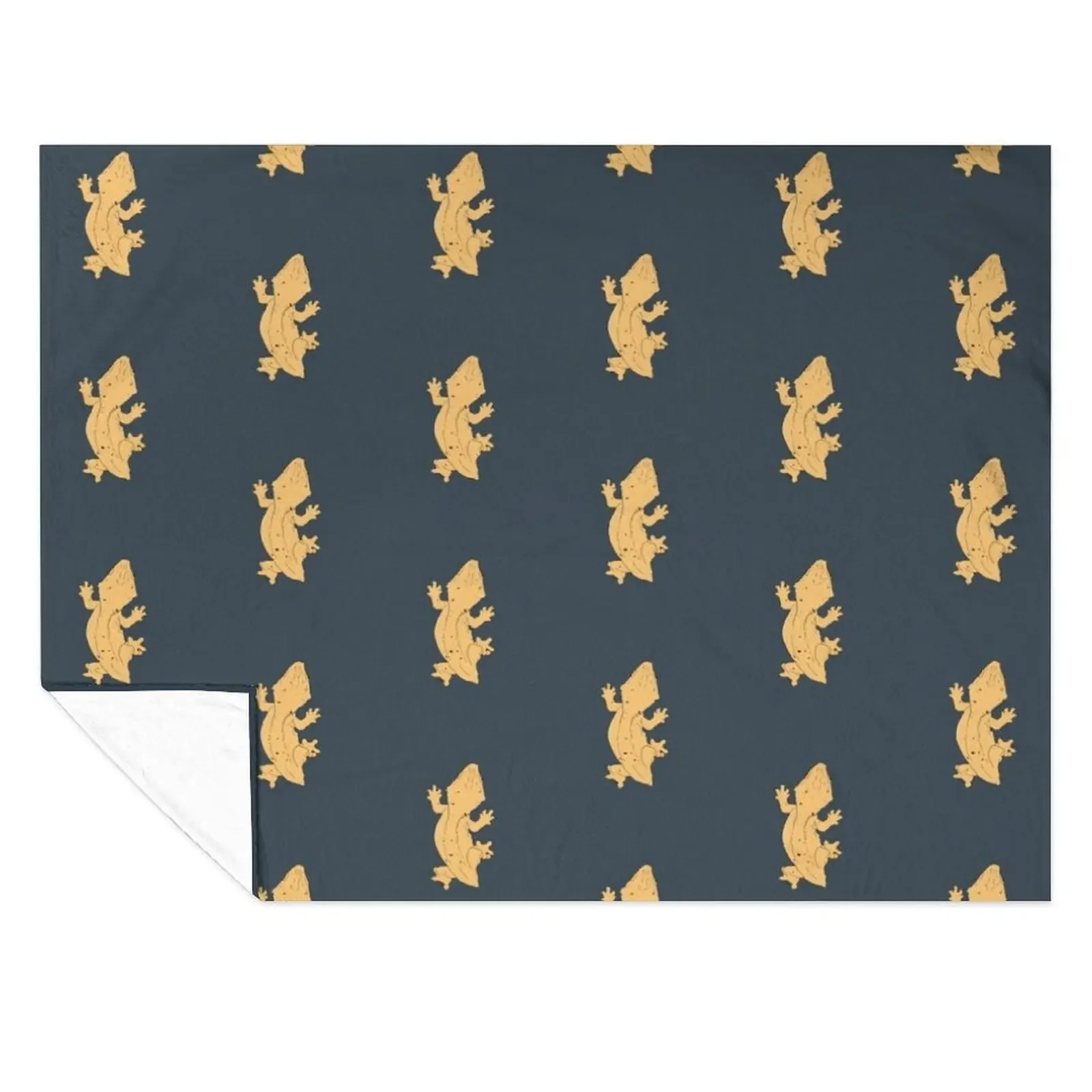 

Crested Gecko with Frog Butt - Charcoal Throw Blanket Flannel Fabric Stuffeds funny gift Single Blankets