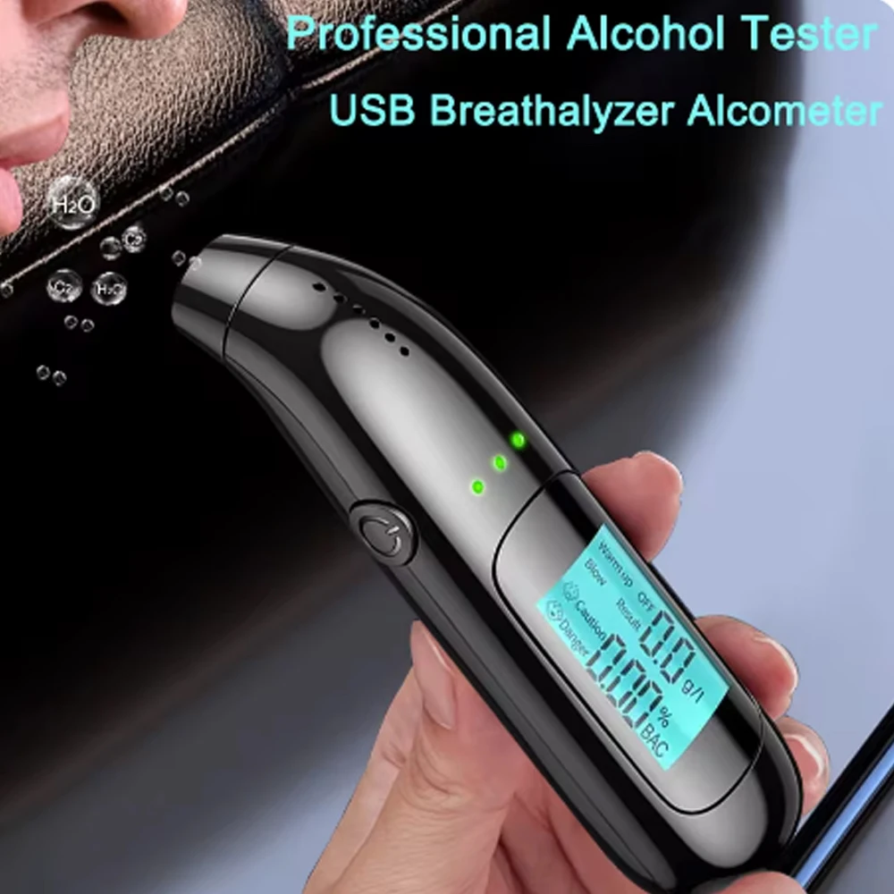 

Professional Alcohol Detector LCD Display Digital Alcohol TesterBreath Rechargeable Breathalyzer Alcotester Drunk Driving Test