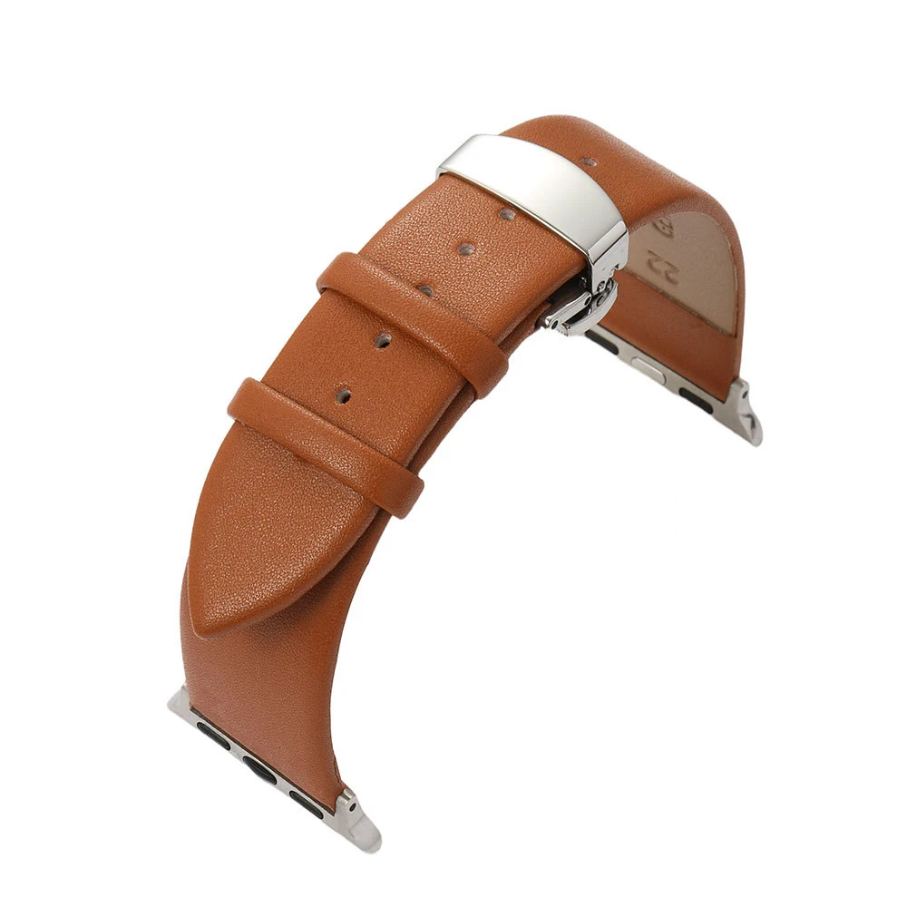 Modisches Herren- und Damen-Uhrenarmband aus weichem Leder für Apple Watch 1-11 Ultra SE für iwatch 38 mm-49 mm, ultradünnes Armband mit Schmetterlingsverschluss