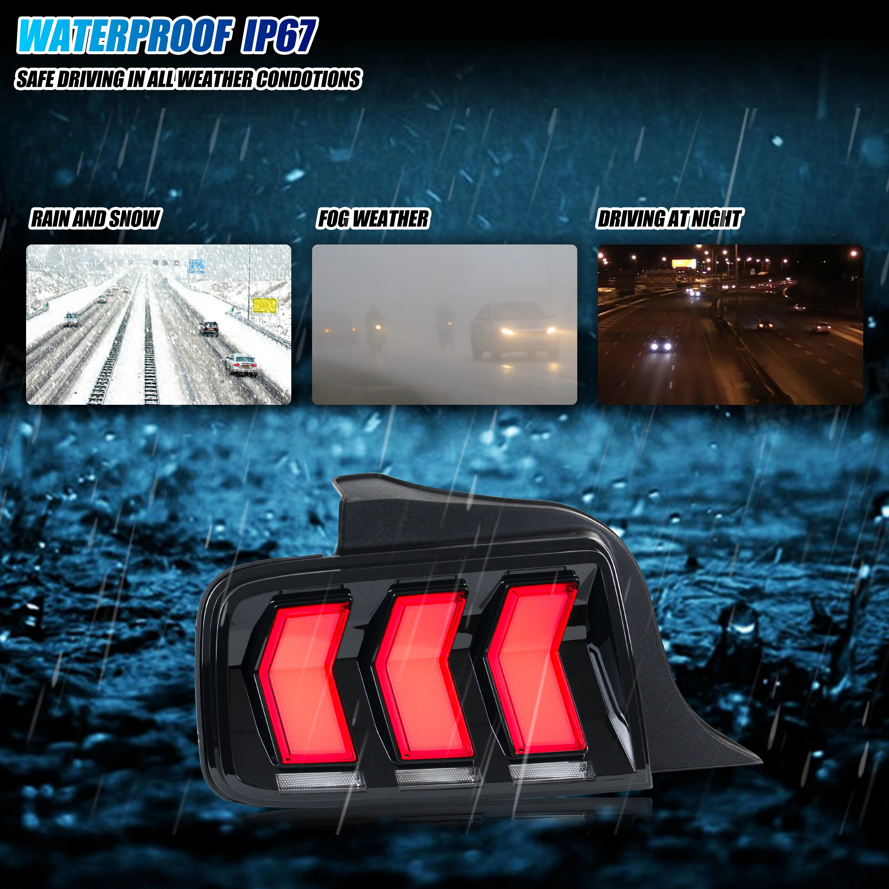 LED S650 Tail Lights for Ford Mustang S-197 2005-2009 Sequential Turn Signal Dynamic Animation Rear Lamps Assembly