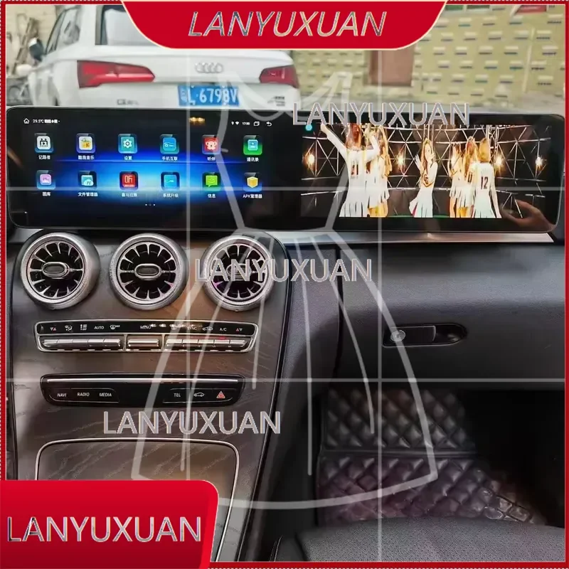 12.3inch Dual Screen 8+128 Android 12 Car Video Radio Player Navigation for GLC C Class W205 2015-2024