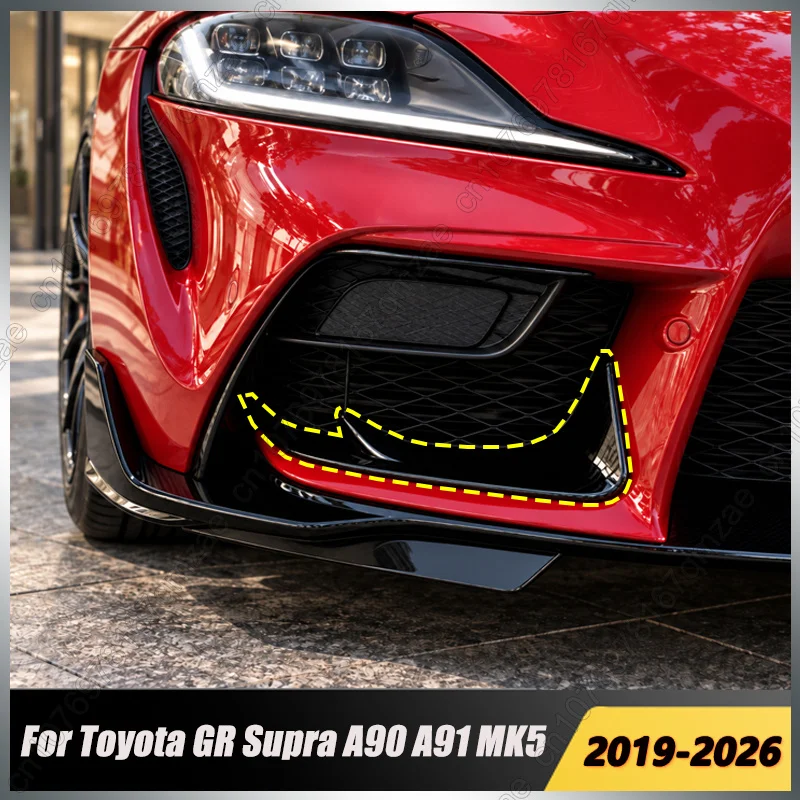 Gloss Black Front Splitters For Toyota GR Supra A90 A91 MK5 2019-2026 Car Front Bumper Lower Garnish Cover Body Kits