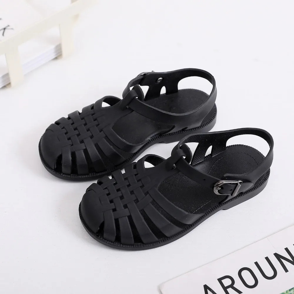 Children\'s Baotou Sandals Spring Summer Boys and Girls Soft Sole Perforated Shoes Flat Jelly Shoes Baby Walking Shoes