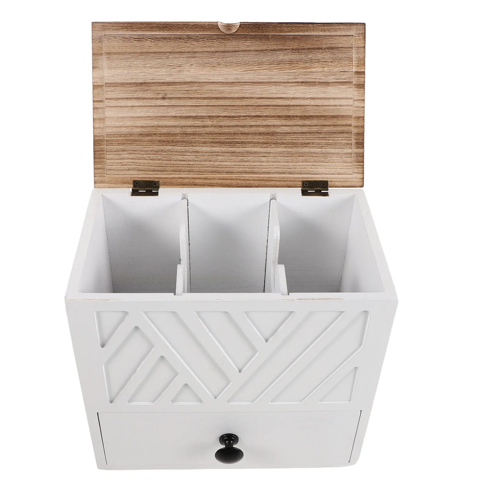 Wooden Double-Layer Feminine Product Organizer with Drawer and Lid for Bathroom Countertop Toilet Decor Tampon Pad Storage Box