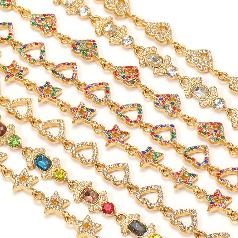 1 Meter Edelstahl-Stern-Herz-Handgefertigte Ketten für DIY Damen-Halsketten, Schmuck, Ohrringe, Armbänder und Zubehör – Detail 3