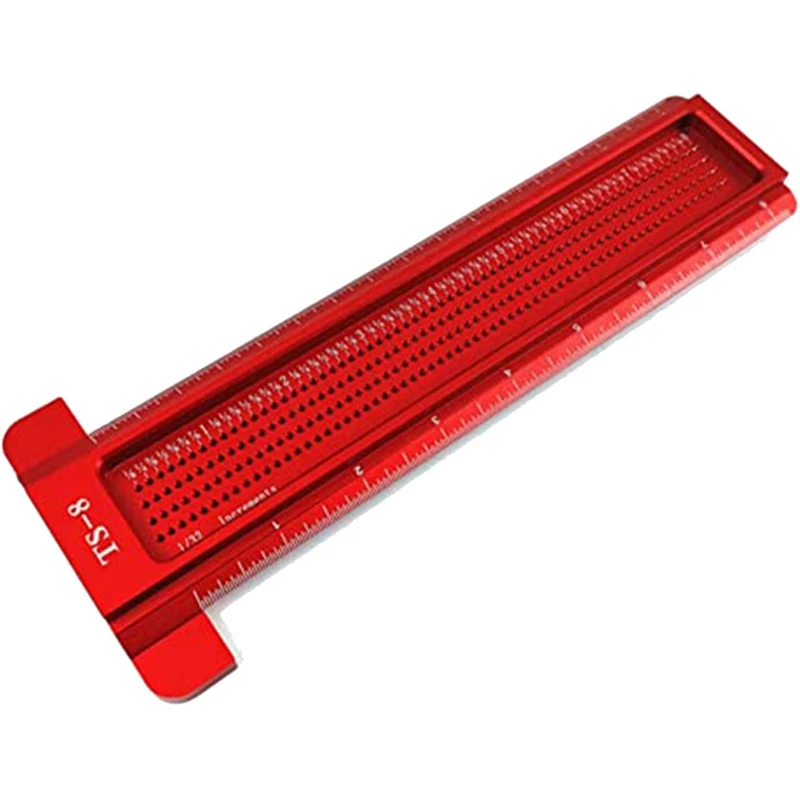 HOT SALE Woodworking Scriber, Multifunction Woodworking Aluminum Alloy Measure Ruler For Carpenter Red