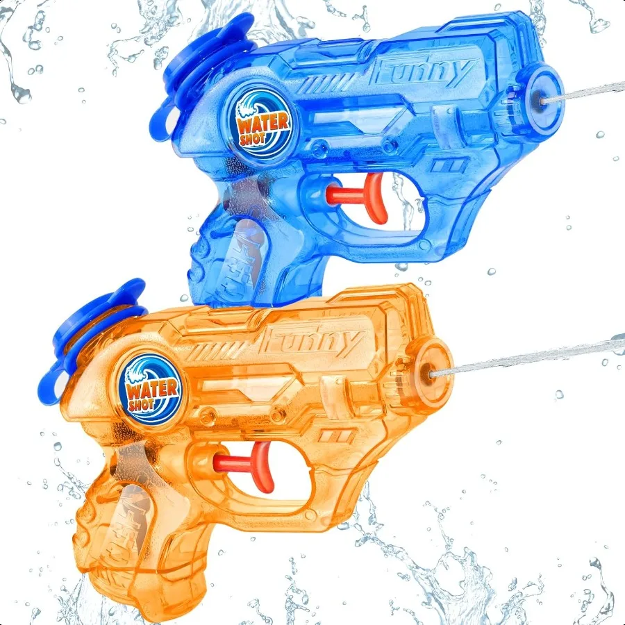 

Мини-пистолет для воды для малышей: 2 упаковки водяных пистолетов Soaker Squirts Blasters с триггером для мальчиков и девочек, игрушки для воды в бассейне, летние уличные игрушки