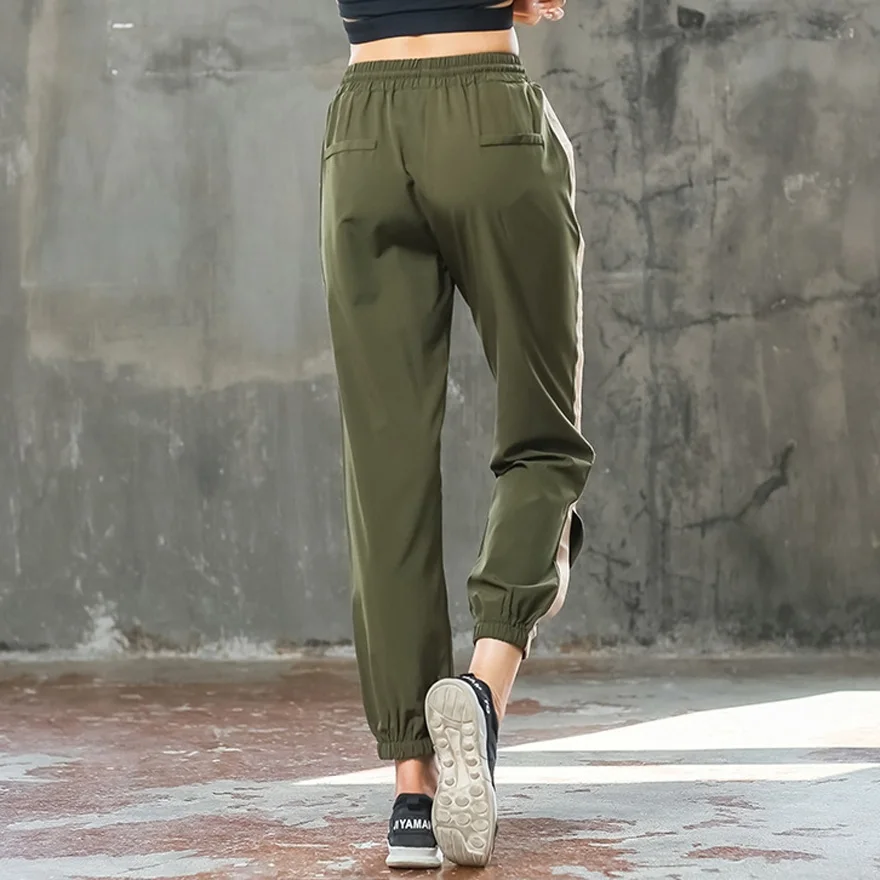 Women Running Pants Jogging Yoga Legging Fintess Breathable Drawstring Pocket Straight Leg With Drawstring Trouser Sweatpants