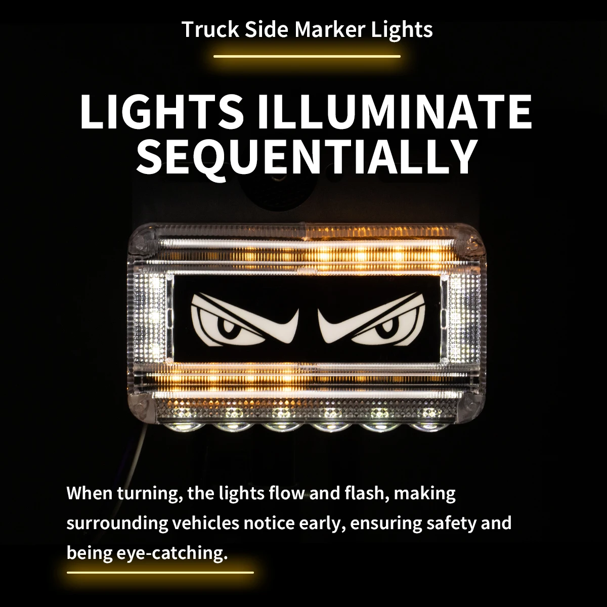 1/2PCS 12V-24V Truck Square Shaped Eye Side Marker Light LED Clearance Lamp Dynamic Flowing Signal Light With Bracket