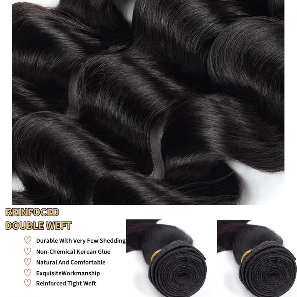 Tissage en Lot Brésilien 100% Naturel Body Wave de 20 Pouces, Cheveux Vierges, Grade 16A, 1/3/4 Pièces, pour Femme Noire