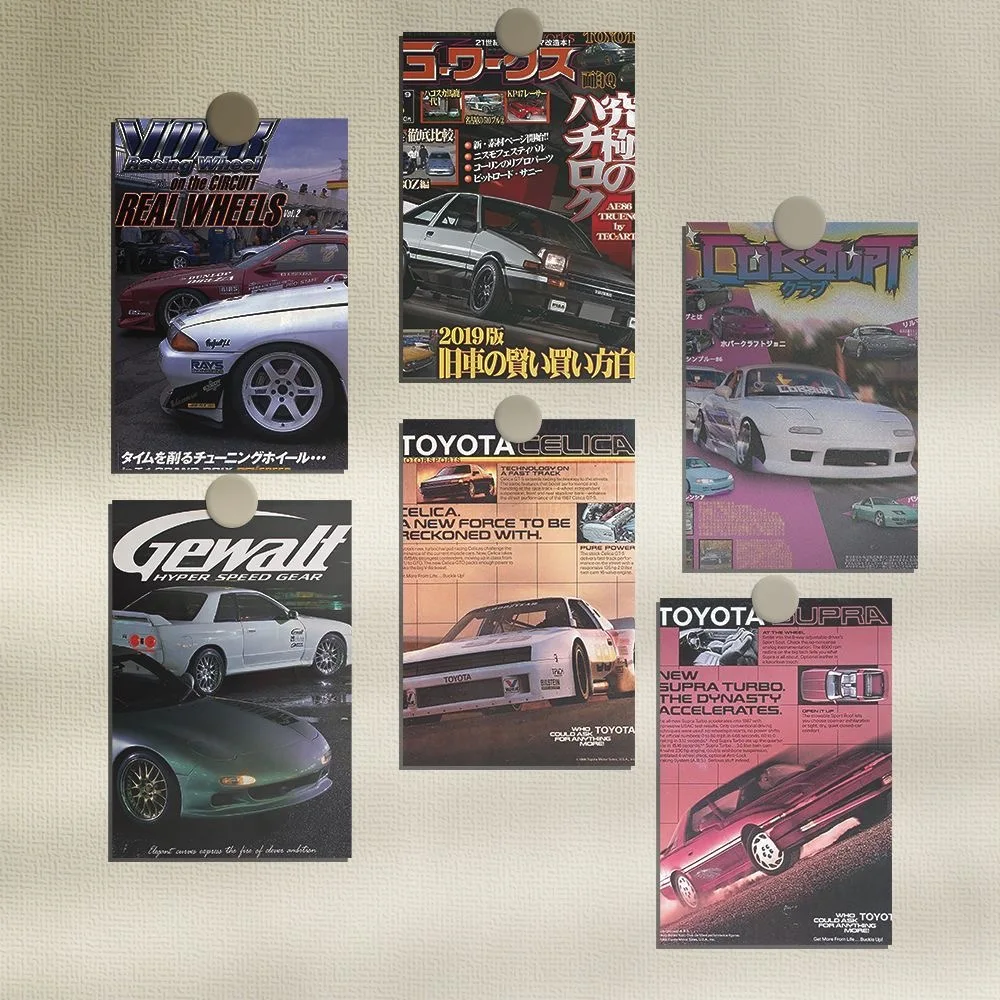 10pcs JDM Car Japanese Racing Retro Wall Collage Kit for Room Decor Aesthetic Posters Prints for Bedroom Teen Boys Kids Gift