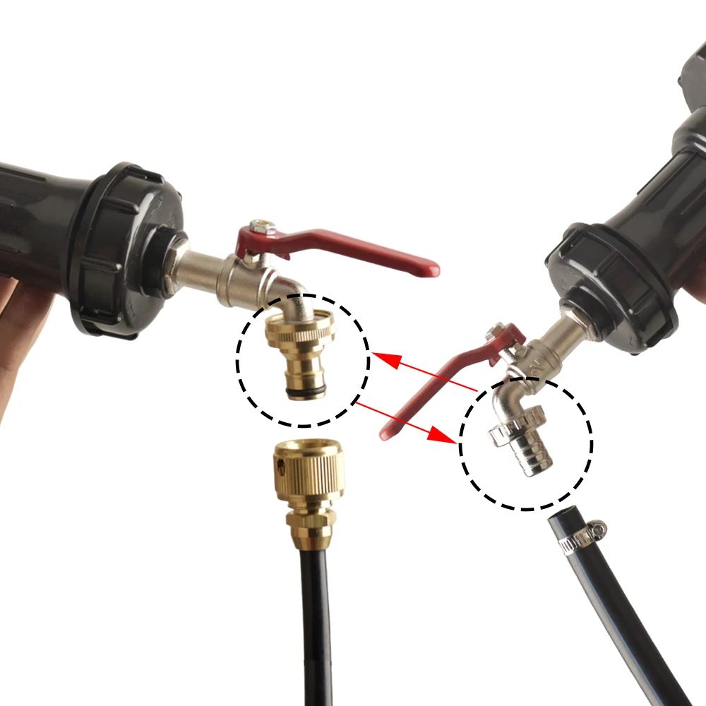 IBC Tank Water Adapter with Extension Pipe Alloy Tap Brass Nipple For 60/80/100mm Outlet 1000L IBC Container Garden Irrigation