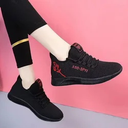 Women's Vulcanize Shoes 2024 New Arrival Fly Woven Air Mesh Casual Breathable Sneakers Korean Style Thick-Soled Daddy Shoes