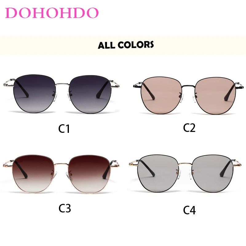 DOHOHDO Oval Thin Frame Metal Men's Sunglasses New Trend Vintage Women Sun Glasses UV400 Outdoor Shades Oculos de sol feminino