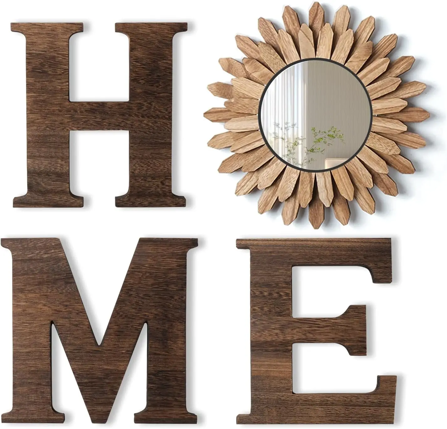 

Зеркало из дерева солнечного дерева с объемными буквами, деревенский декор для стены в стиле фермерского дома, для гостиной или прихожей