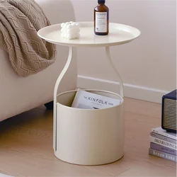 Mesa de centro redonda INS de lujo ligera, sala de estar familiar, sofá lateral, estantes para libros, juguetes para aperitivos, estante de almacenamiento, mesita de noche para dormitorio