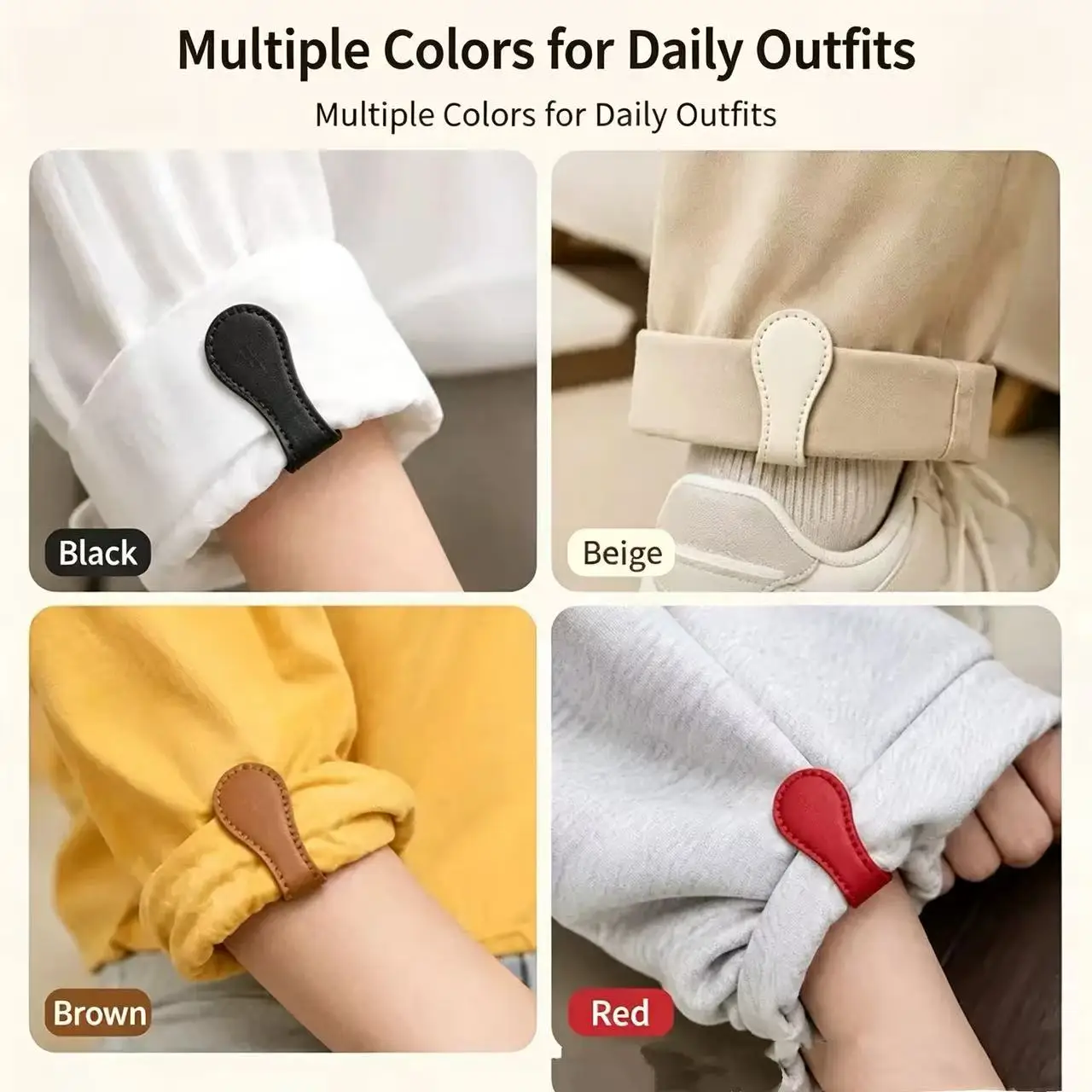 1 Pair Leather Magnetic Clips No Sew Cuff Holder, Strong Magnet Fastener for Shirt Sleeves, Pants Hem Prevent Trousers Dragging