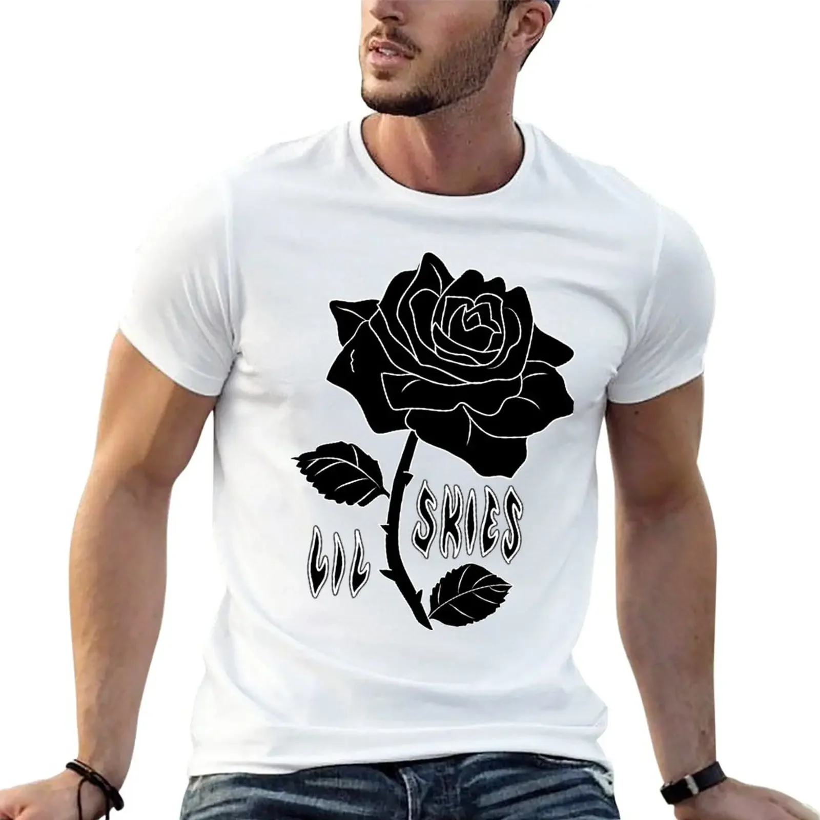 lil skies dark rose T-Shirt graphic t shirt boys t shirts quick drying t-shirt oversized t shirt mens workout shirts