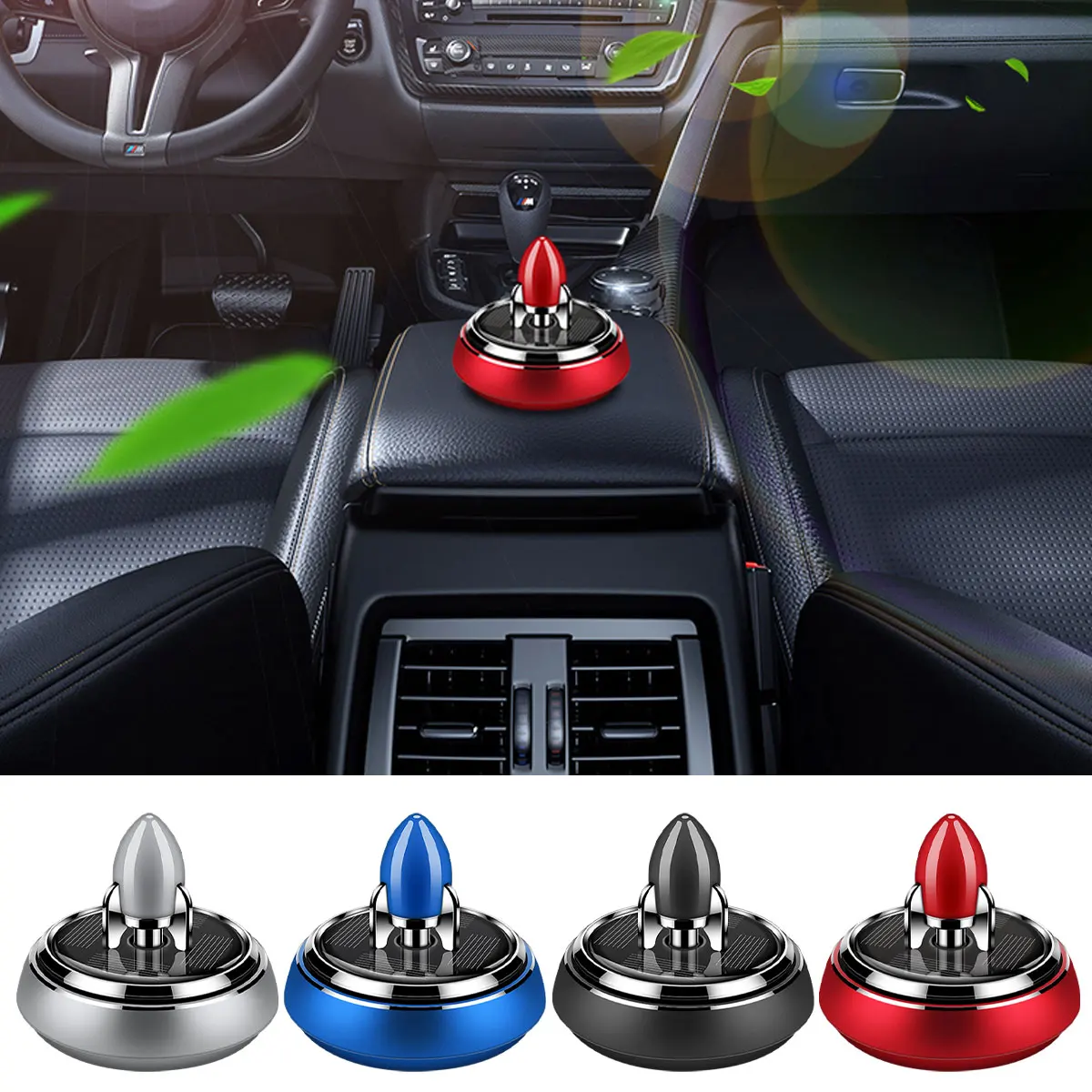 Solar Powered Car Air Freshener Rocket Shape Perfume Long-lasting Fragrance Diffuser Auto Aroma Dashboard Decoration