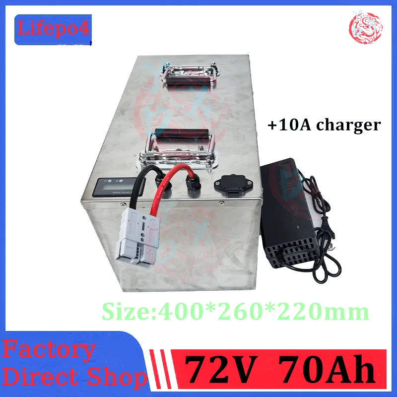 

waterproof 72V 70Ah lifepo4 battery High Power Lithium BMS for 7000w 5000w bicycle bike scooter Motorcycle + 10A charger