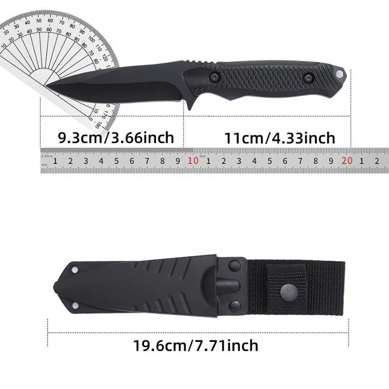 Stainless steel outdoor straight knife, portable straight handle knife for outdoor camping, chopping wood and survival