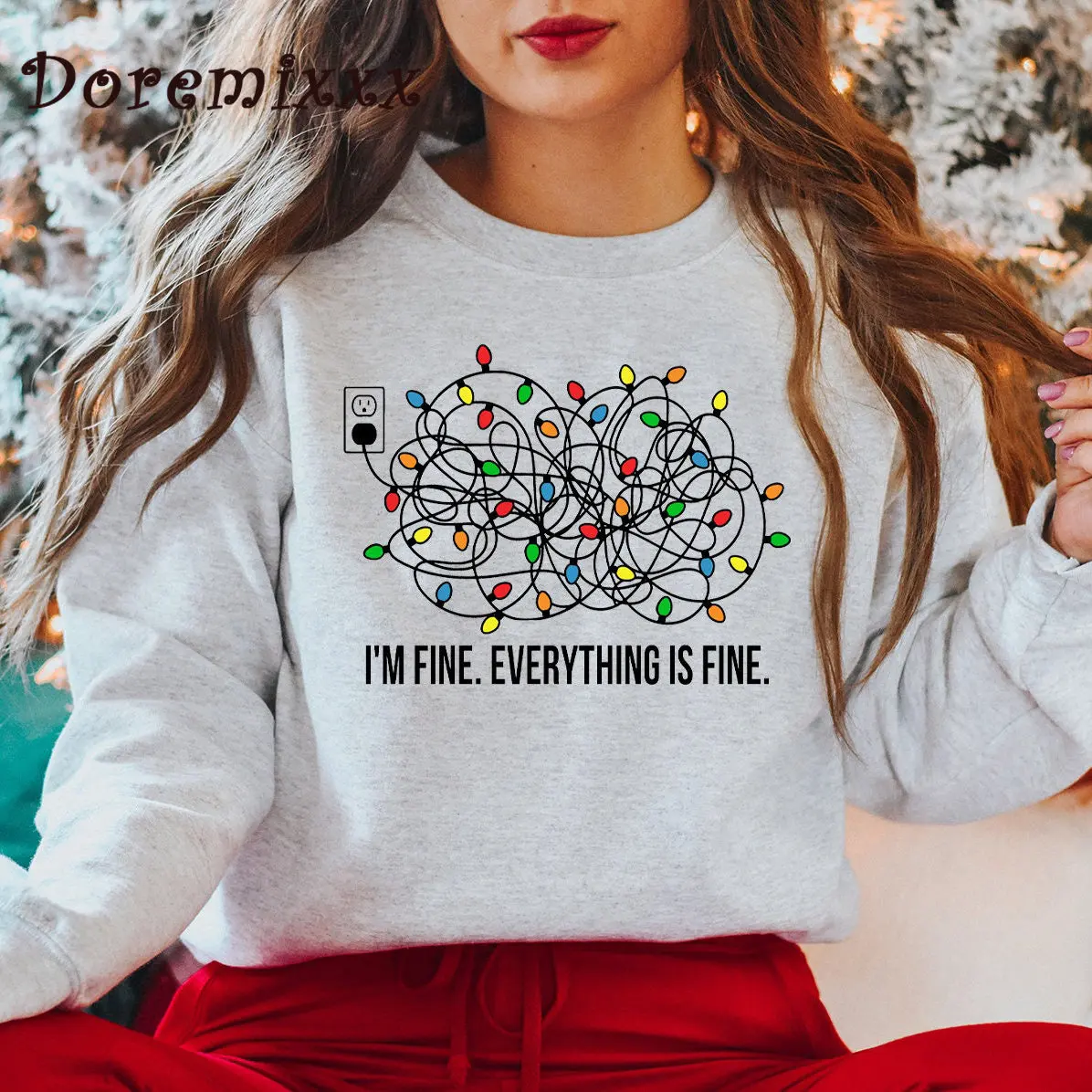 

I'm Fine Everything Is Fine Sweatshirt Harajuku O Neck Pullover Christmas Oversized Hoodie Autumn Winter Long Sleeve Hoodies