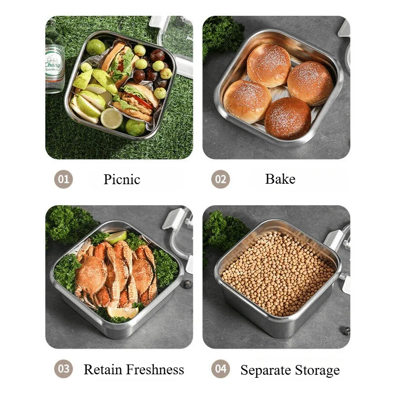 304 Stainless Steel Fresh-keeping Lunch Box Household Refrigerator Meat Frozen Storage box Student Staff Bento Box