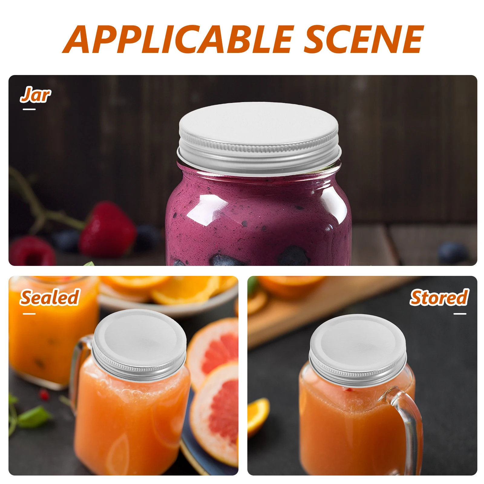 

4pcs Tin Lids Sealing Caps High Quality Storage Solid Metal Mason Jar Covers Tinplate Long Lasting Waterproof