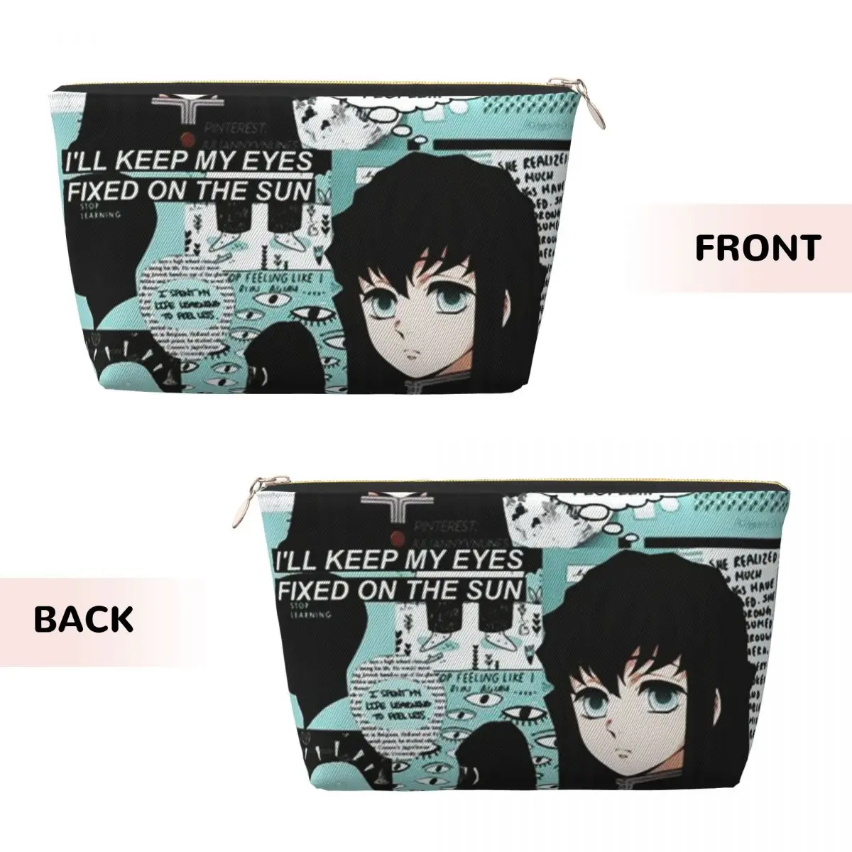 Custom Anime Demon Slayer Makeup Bag Travel Cosmetic Organizer Fashion Muichiro Tokito Kimetsu No Yaiba Storage Toiletry Bags