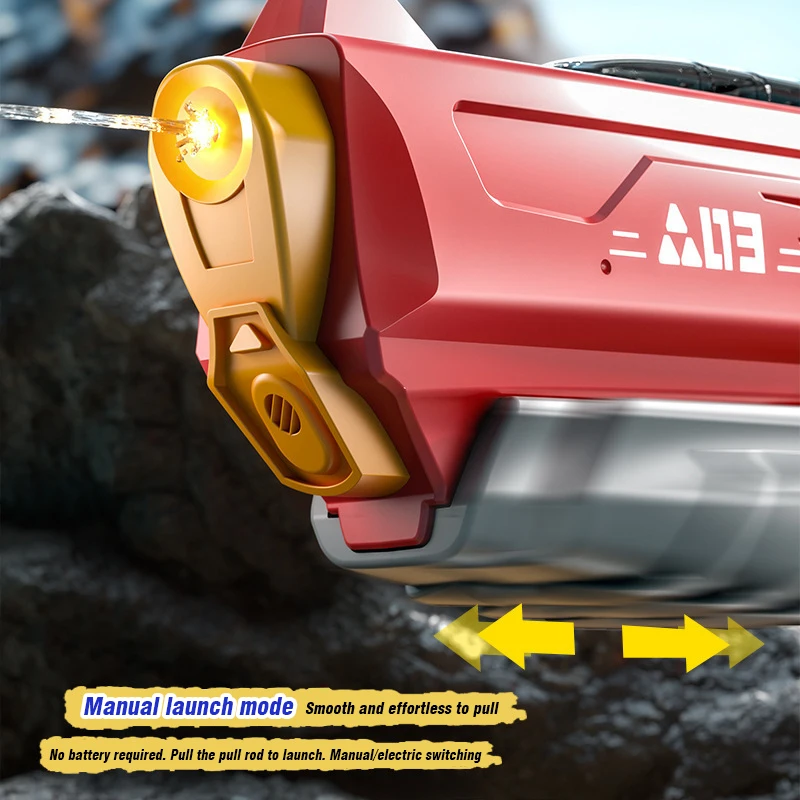 Pistola de agua eléctrica de gran capacidad, juegos de piscina al aire libre para niños, juguete de playa, pistola de agua eléctrica de succión de agua automática con luces