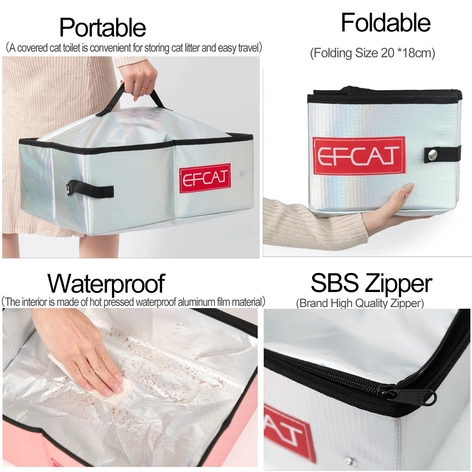 Portable Cat Litter Box With Cover Foldable Waterproof Large Size Outdoor Pet Travel Simple Toilet