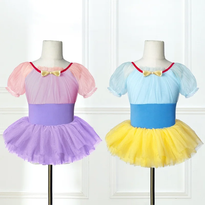 Vestido de dança branca neve infantil, Roupa de treino, Ballet, maiô manga comprida, Performance dancewear, Meninas