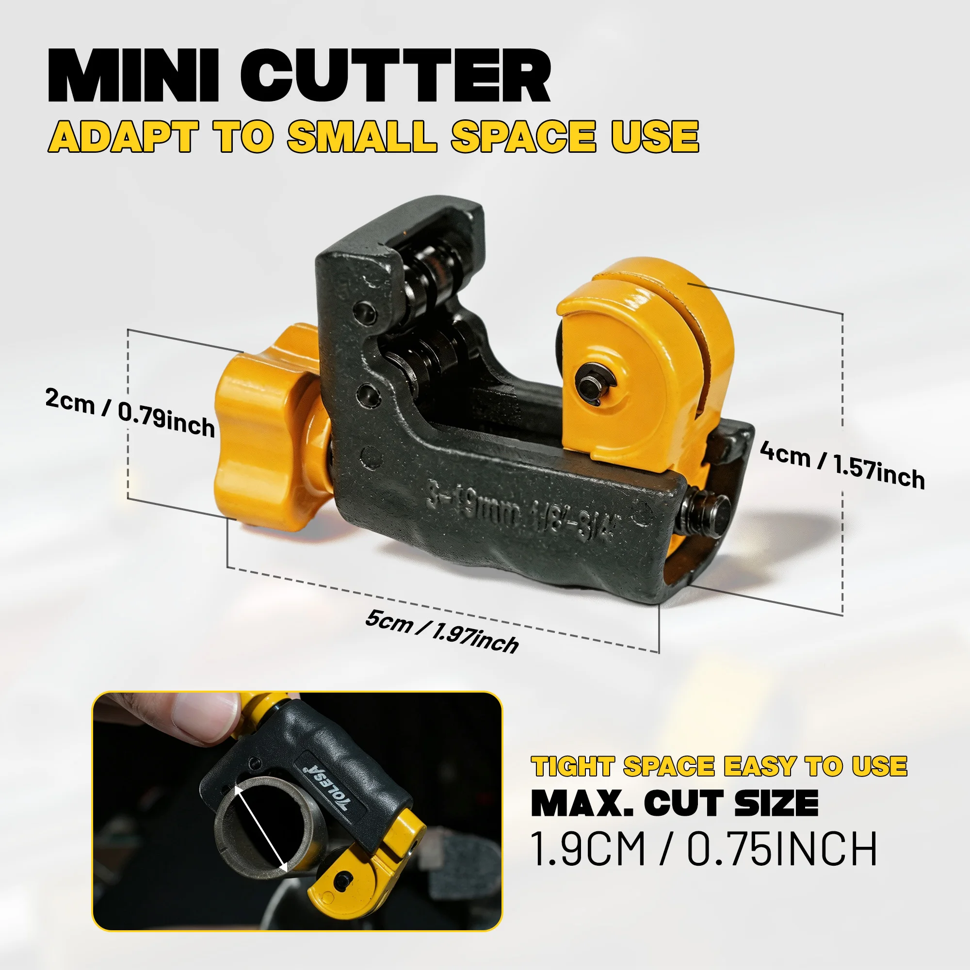 TOLESA 4PC Pipe Cutter Tool Heavy Duty 1/8''-2 3/4'' OD for Precise Clean Cut, for Stainless Steel, Copper, Aluminum, Brass, PVC