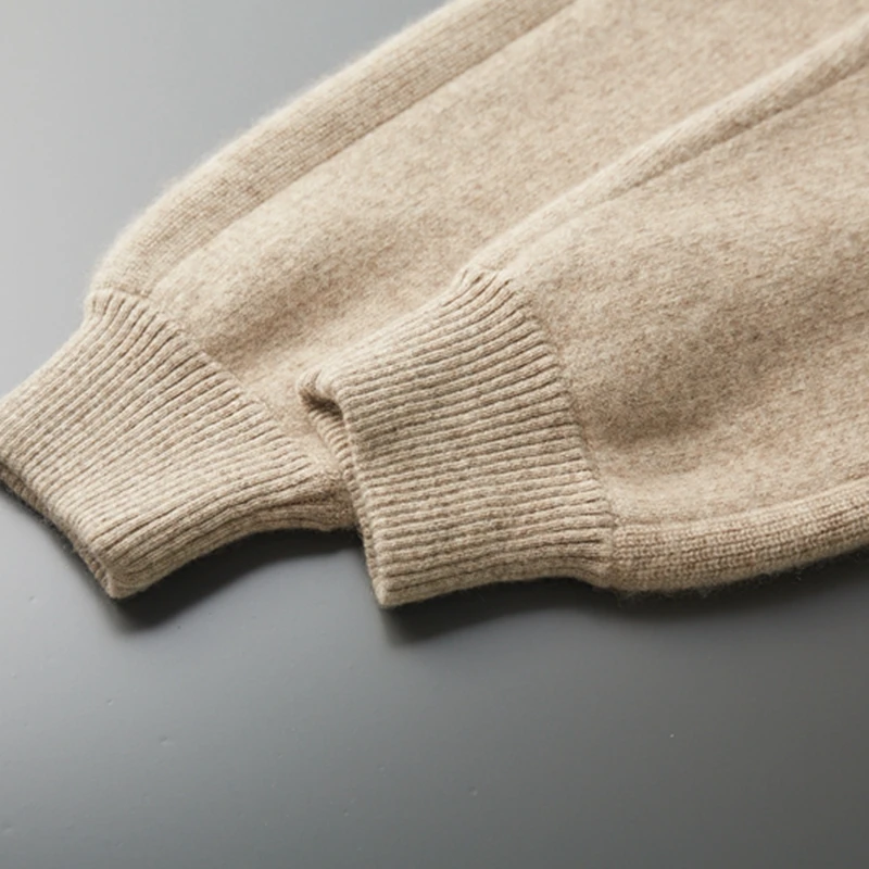 Otoño/Invierno, suéter para hombre, traje con capucha, jersey con cremallera, pantalones, ropa informal gruesa y cálida, 100% de punto de Cachemira, pantalones, Tops