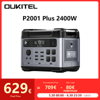 OUKITEL P2001 Plus Portable Power Station 2400W AC Output 2048Wh LiFePO4 Battery 13 Outlets 80% Charge in 1Hr Smart APP Control