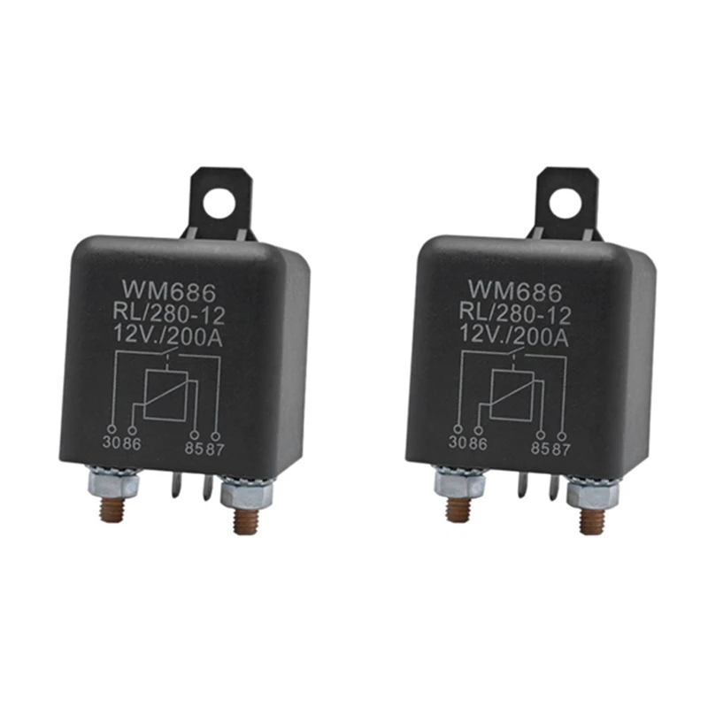 2X Battery Isolator Relay 12V 4-Pin WM686 Start Relay Car ON/OFF Switch Normally Open Relay RL/280 200A