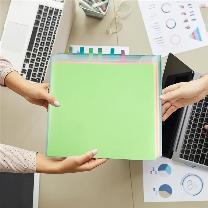 24 قطعة مجموعة أدوات تخزين ورق القصاصات 12X13 بوصة مجموعة منظم ورق القصاصات الشفاف مع 100 قطعة علامات تبويب مؤشر لزجة