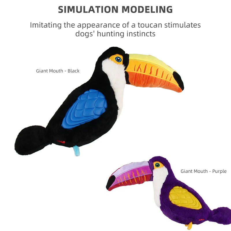 GiGwi Dogs Toy Jungle Toucan Series Toys with Simulated Plush Interactive Soundmaking Toys for Washable Dog Durable Chew Pet Toy