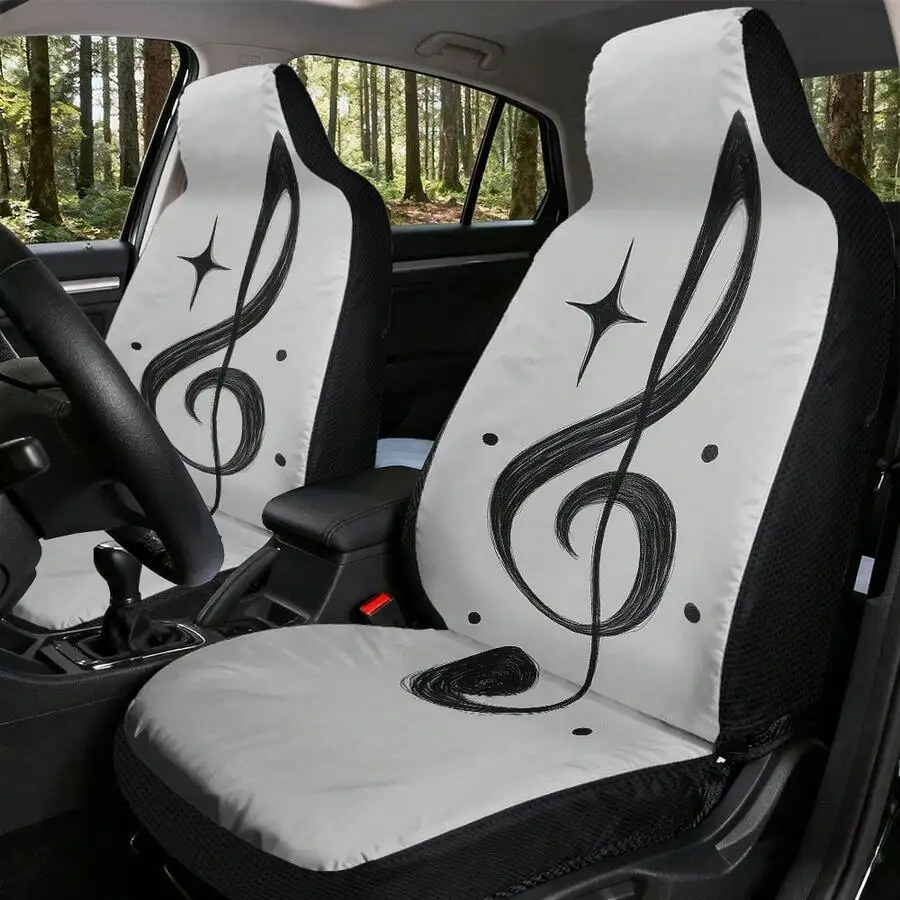 

Universal Front Car Seat Covers With Musical Note Design Machine Washable Durable Fit