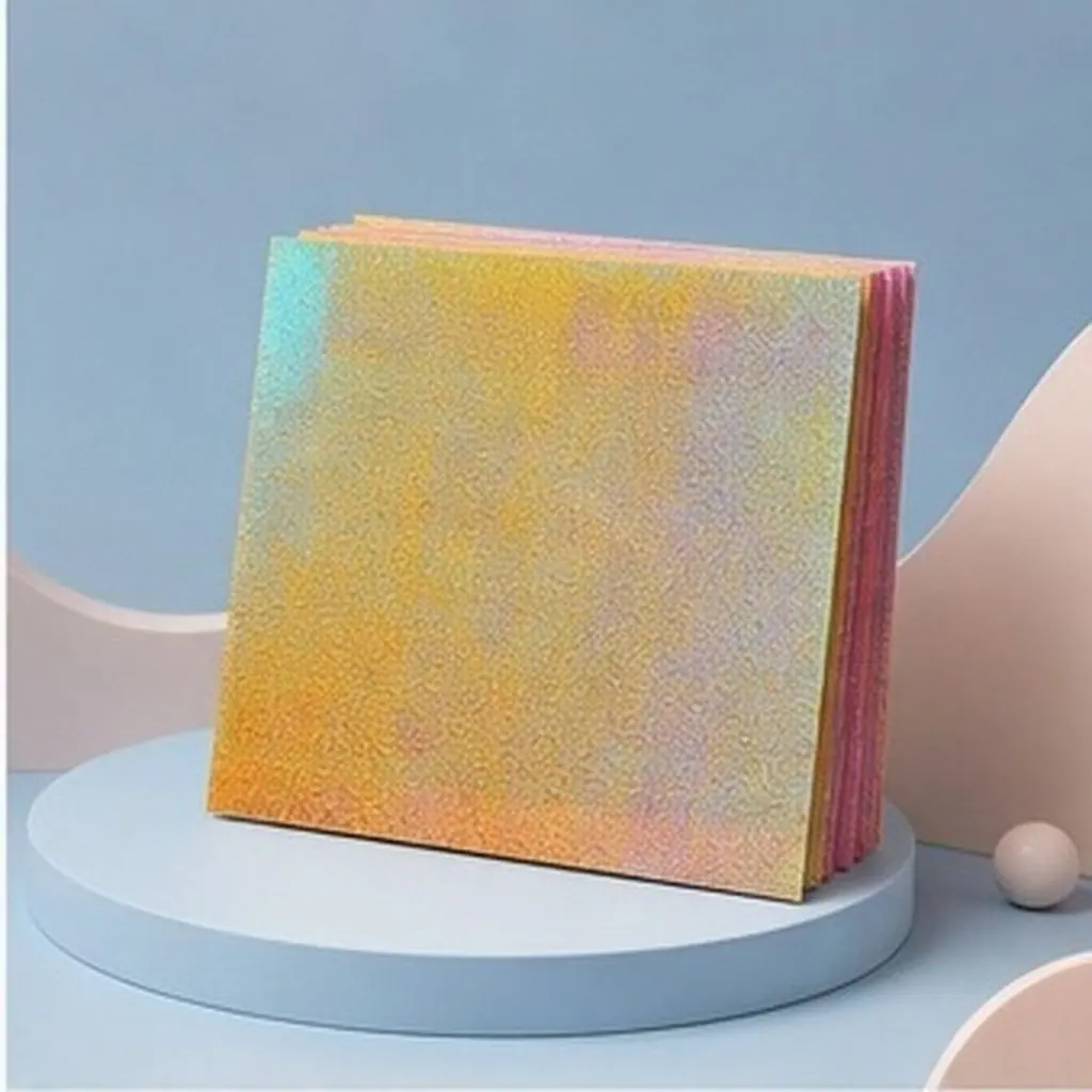 150Pcs Square Iridescent Origami Paper 3.85x3.85 Inch Glitter Finish Colorful Craft Paper for Origami Folding Cranes Stars