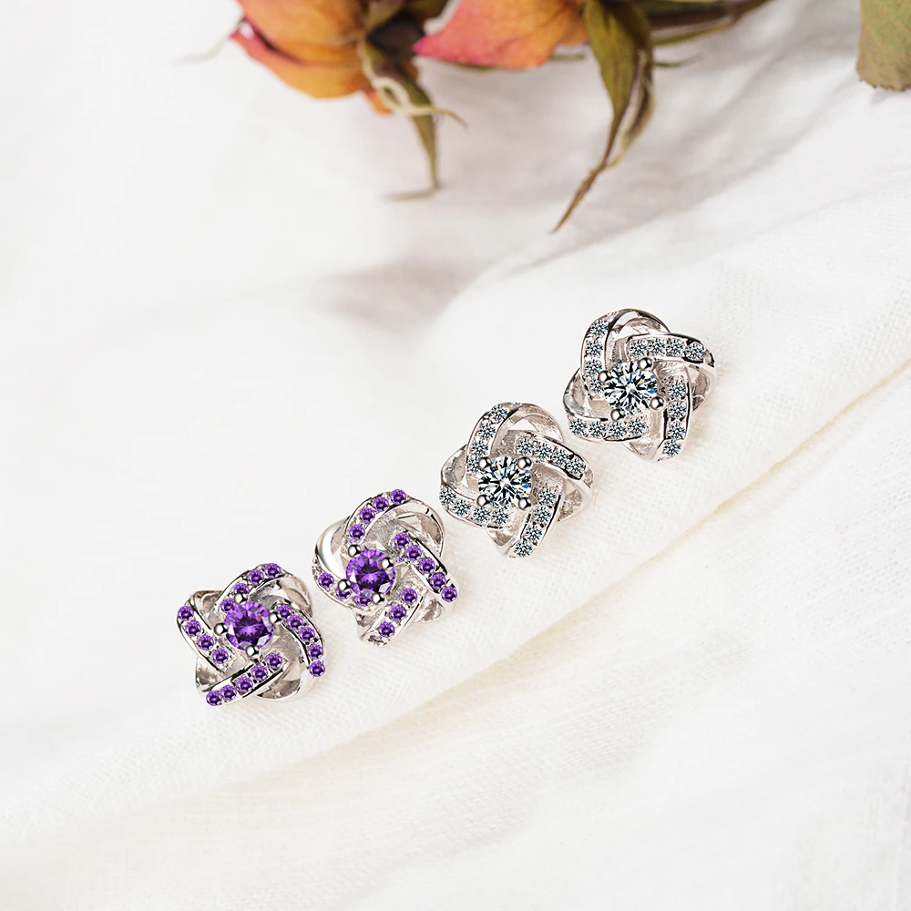 925 Sterling Silver Earrings For Women Sterling-silver-jewelry Zirconia Eternal Heart Twist Earrings Oorbellen S-e430 image 3