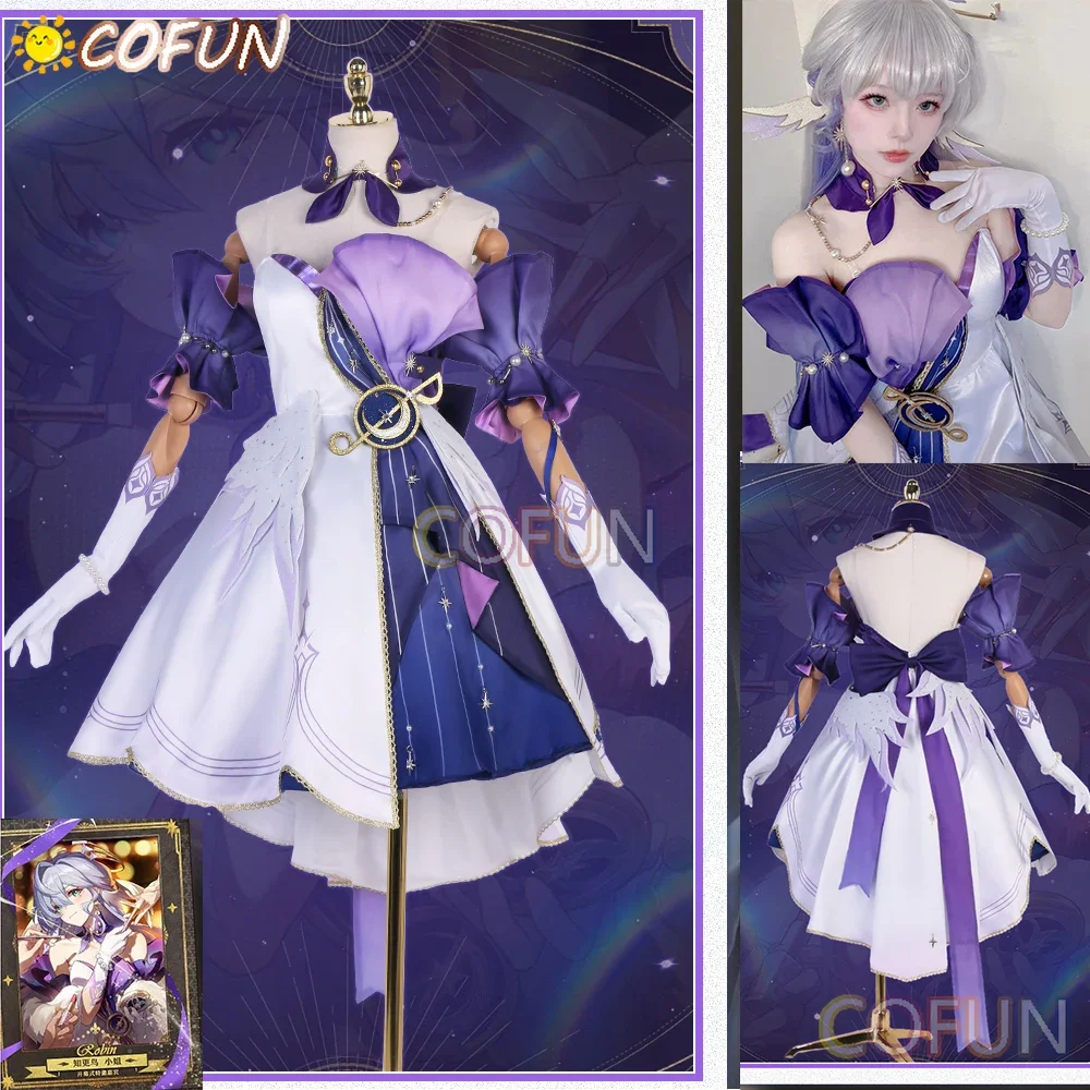 COFUN Honkai: Star Rail Robin Cosplay Costume Halloween Game Suit Women Lovely Dress Role Play Earring Gloves Accessories