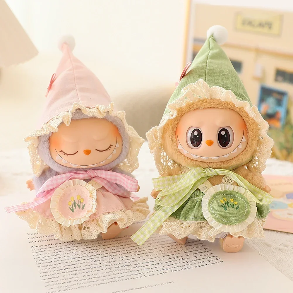 

Одежда для кукол Labubu для зеленого и розового эльфа, одежда с подвеской, кавайная юбка, наряд с аксессуарами, милый подарок для косплея для кукол 17 см